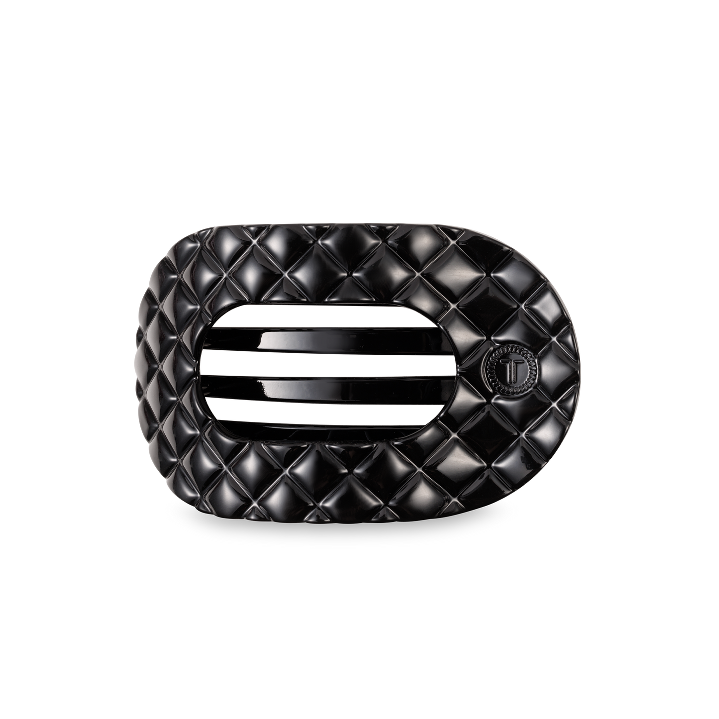 Flat Round Hair Clip | Medium | Jet Black Quilted