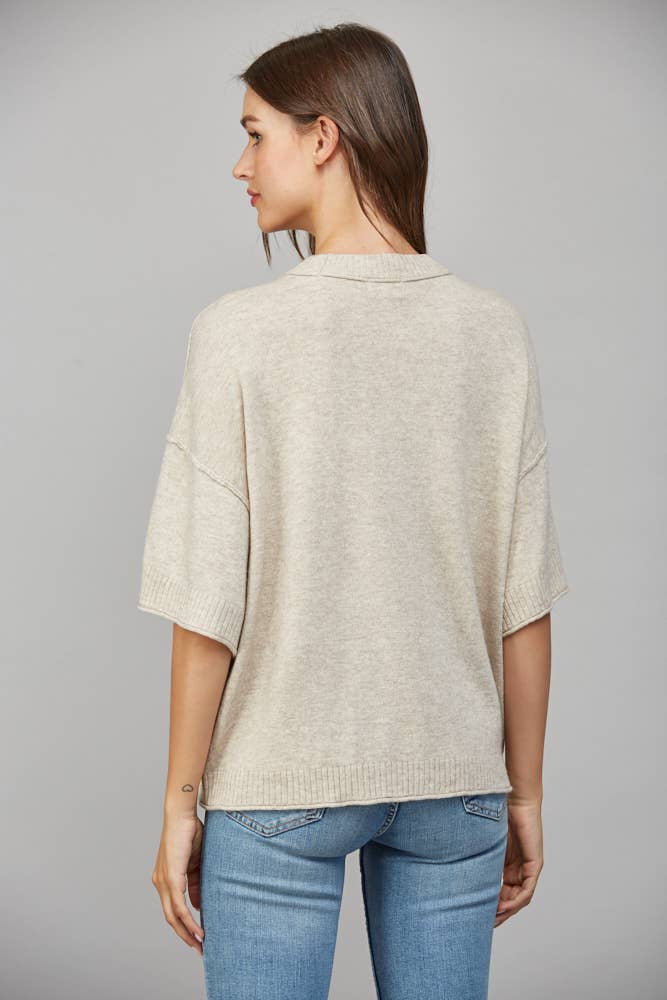 DROP SHOULDER CASHMERE BLEND SWEATER