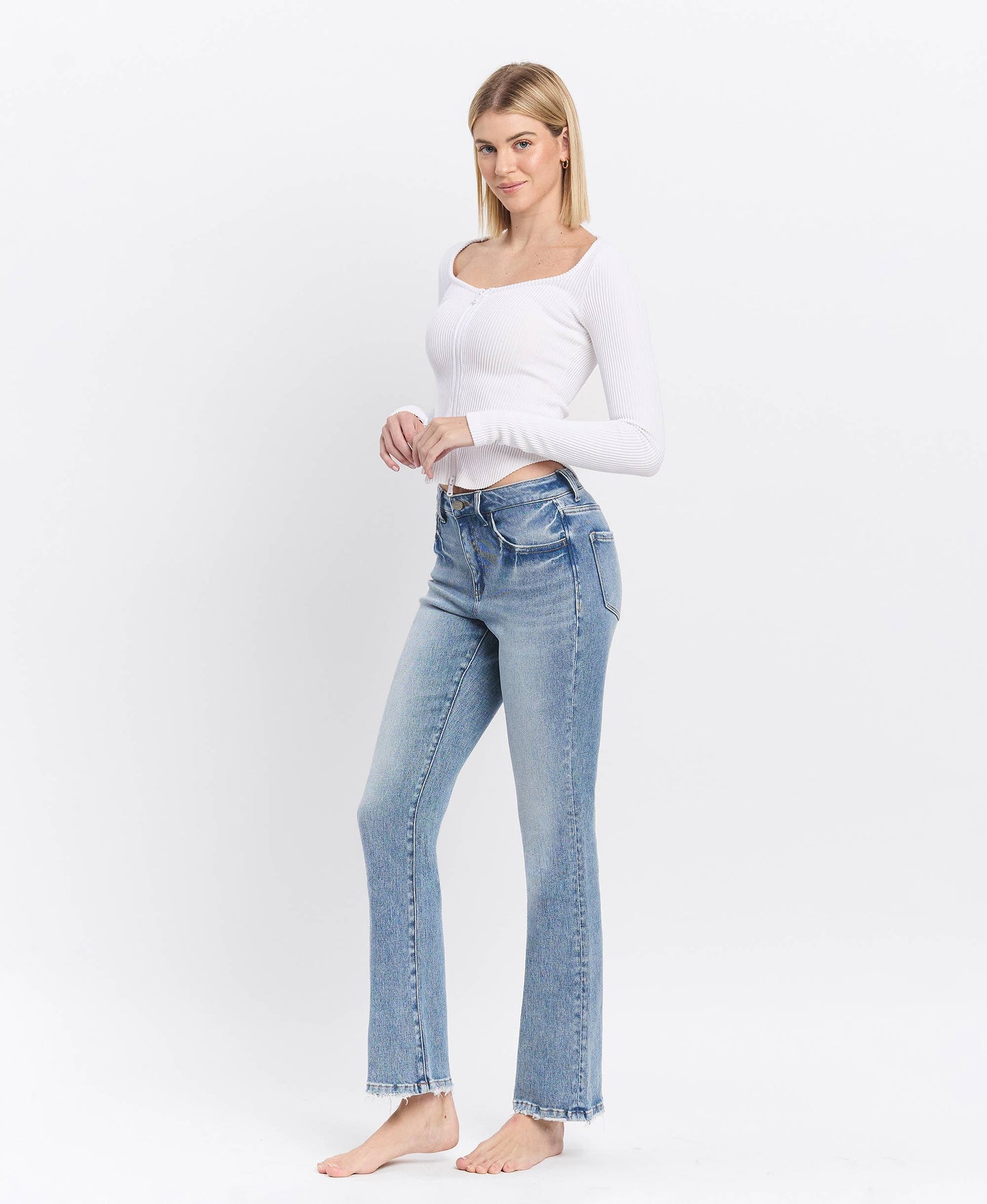 HIGH RISE FULL LENGTH BOOTCUT JEANS  Glamour