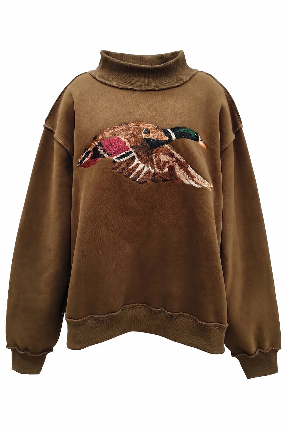 'MALLARD' Embroidered Mock-Neck Sweatshirt