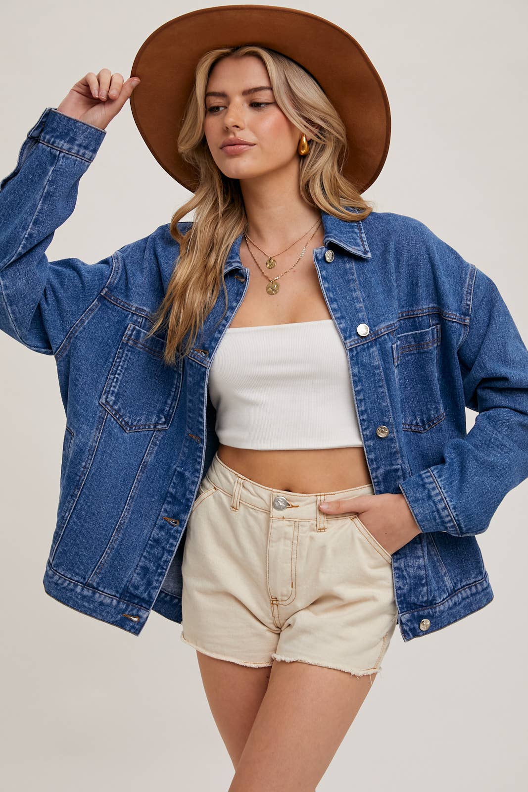 DENIM BUTTON DOWN OVERSIZED JACKET