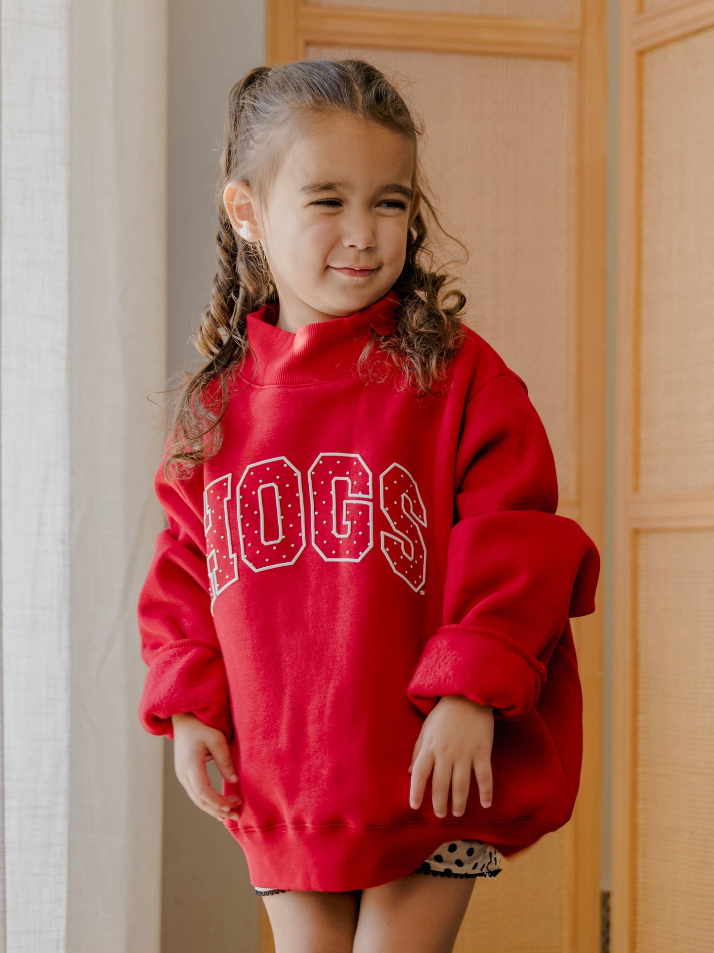 Children's ARK Hogs Polka Dot Puff Mock Neck Sweatshirt