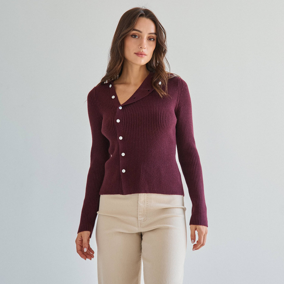 Asymmetrical button sweater