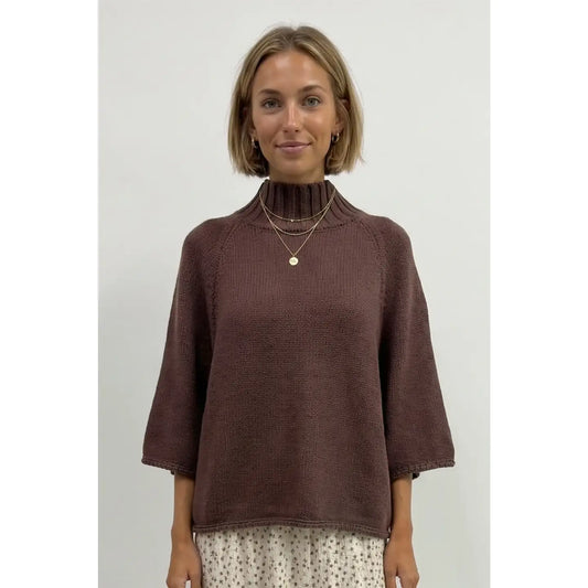 Mock Neck Batwing Sweater