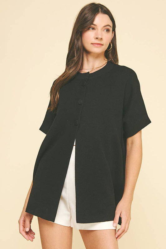 OPEN FRONT BUTTON DOWN SWEATER