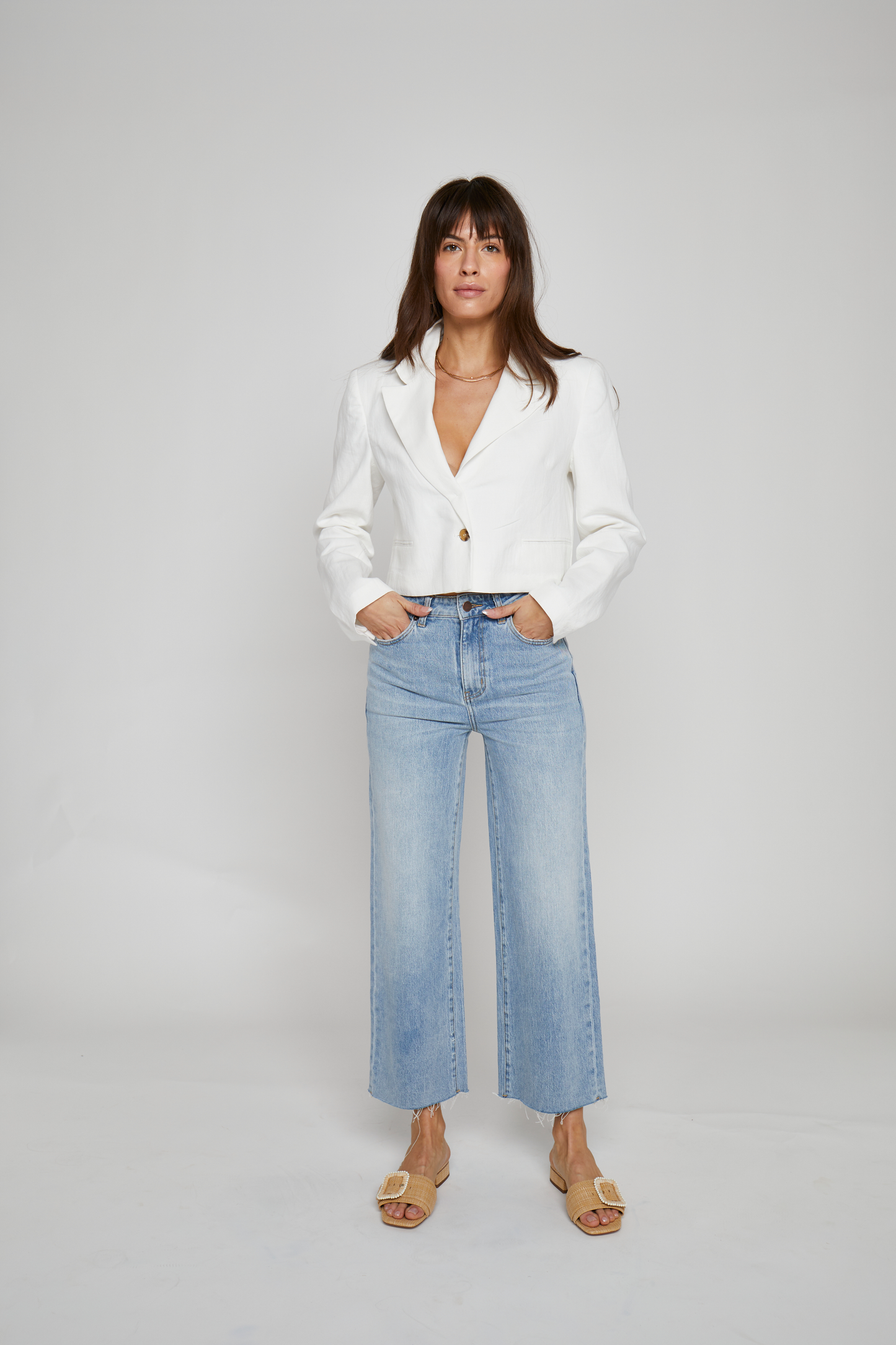Aberdeen Ankle Crop High Rise Jean, Light Indigo Worn
