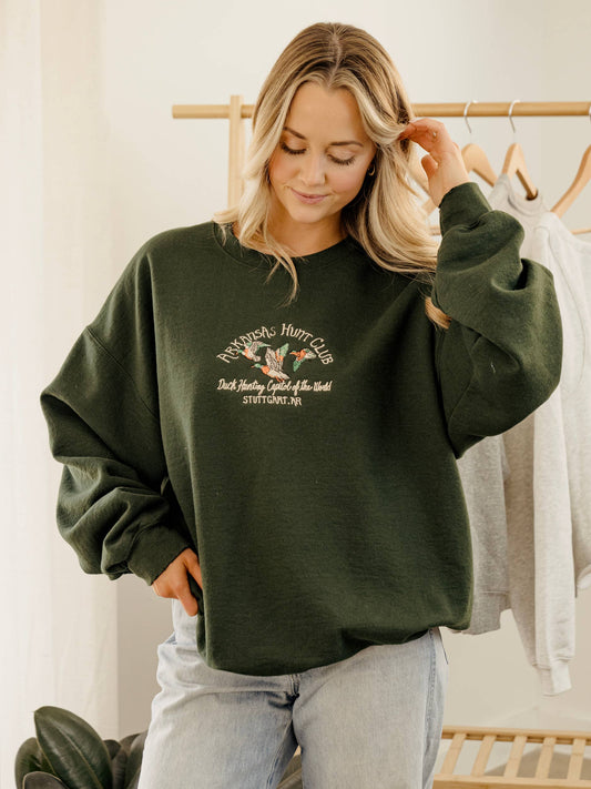 Arkansas Hunt Club Forest Green Emb. Thrifted Sweatshirt