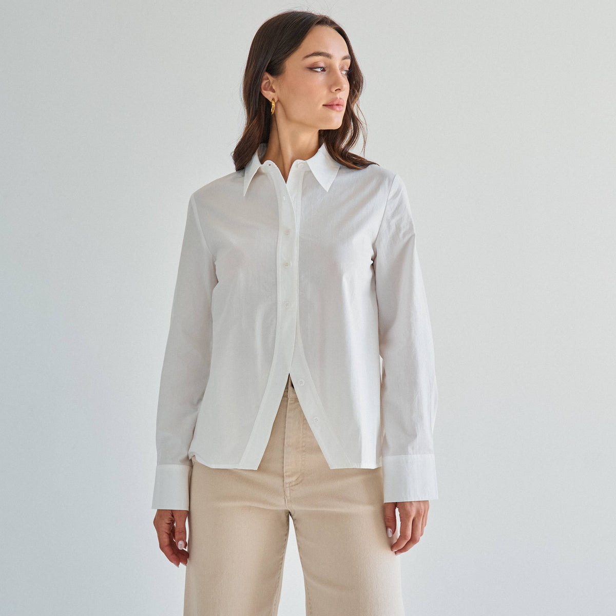 Split front button down shirt