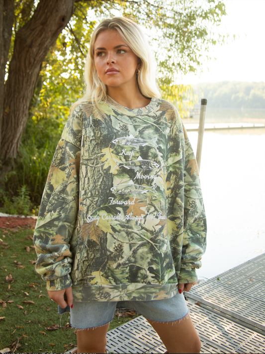 F+S: KEEP MOVING FORWARD CAMO SWEATSHIRT