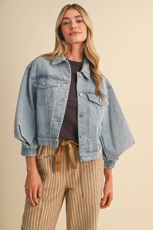 STRUCTURED SLEEVE DENIM JACKET