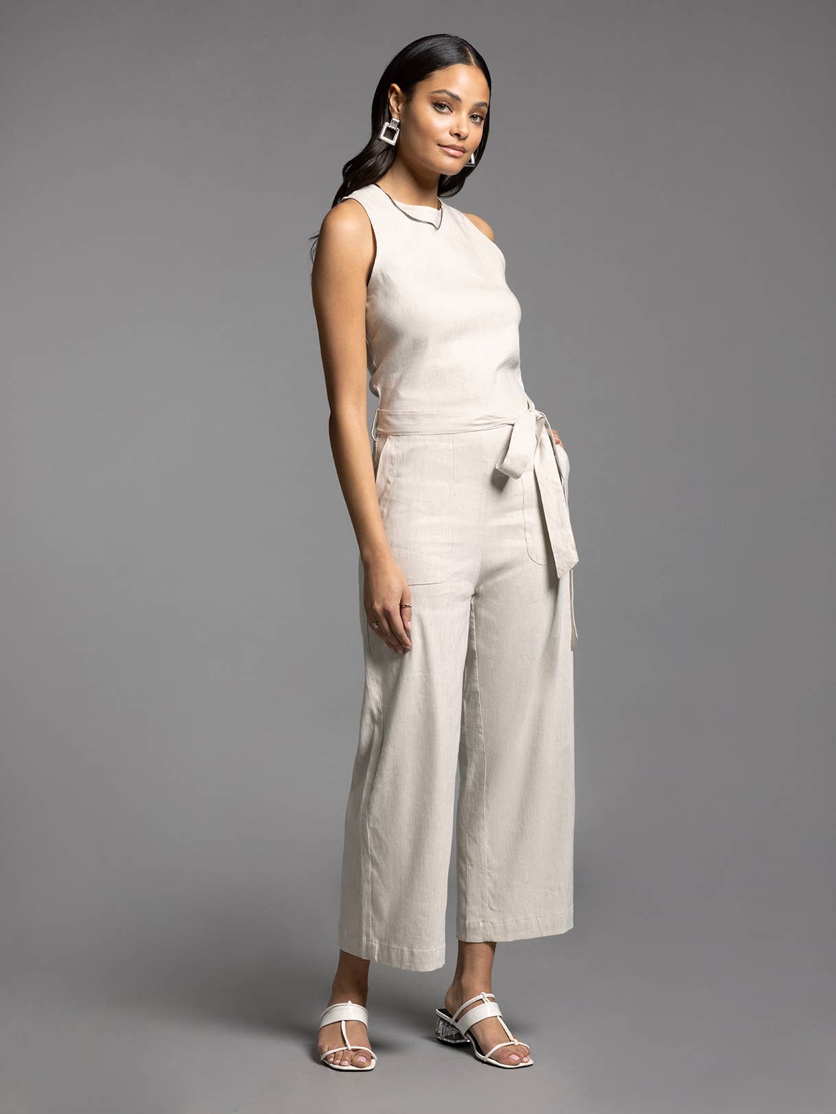 Tie Waist Sleeveless Jumpsuit - UPTOWN JUMPSUIT