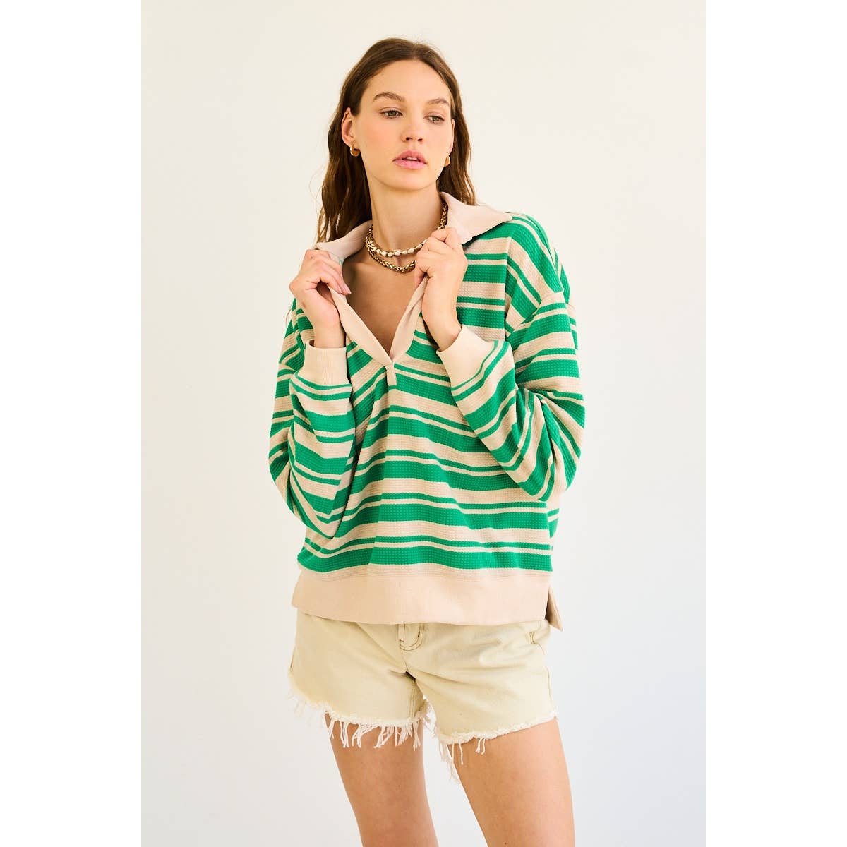 Striped Collared Pullover
