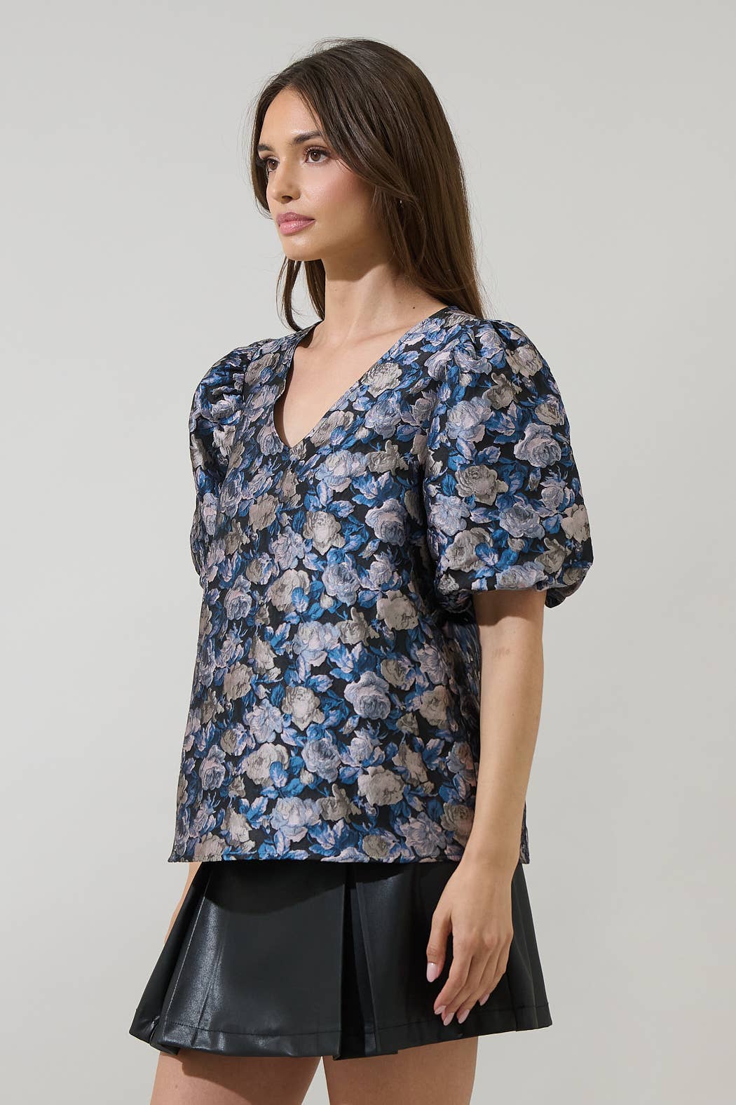 Deanny Jacquard Calise Bubble Sleeve Top