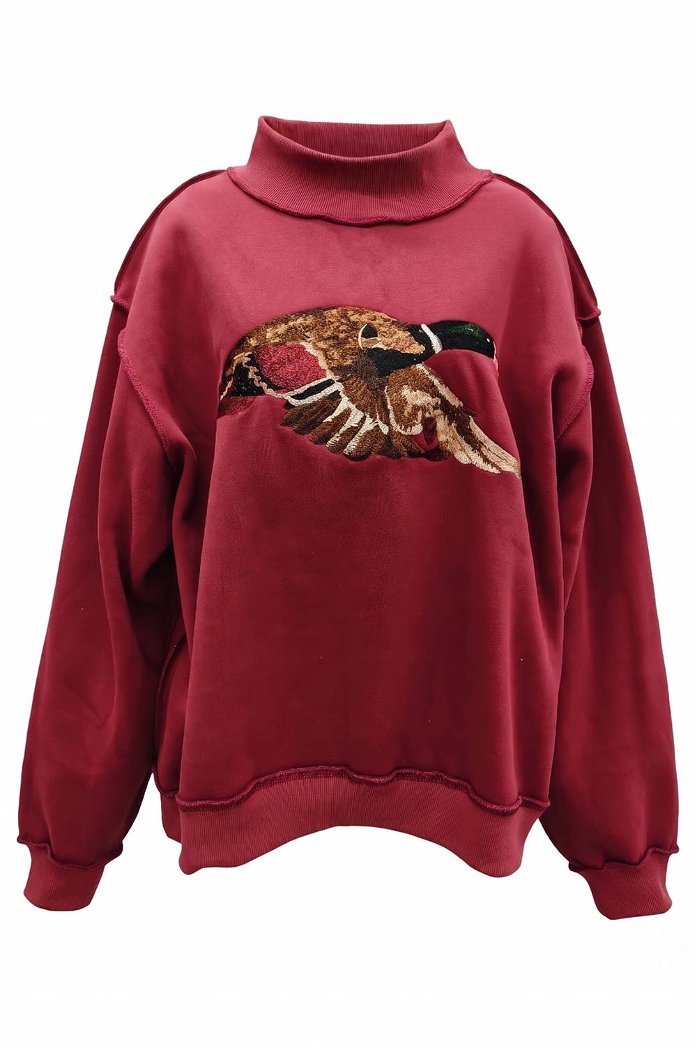 'MALLARD' Embroidered Mock-Neck Sweatshirt