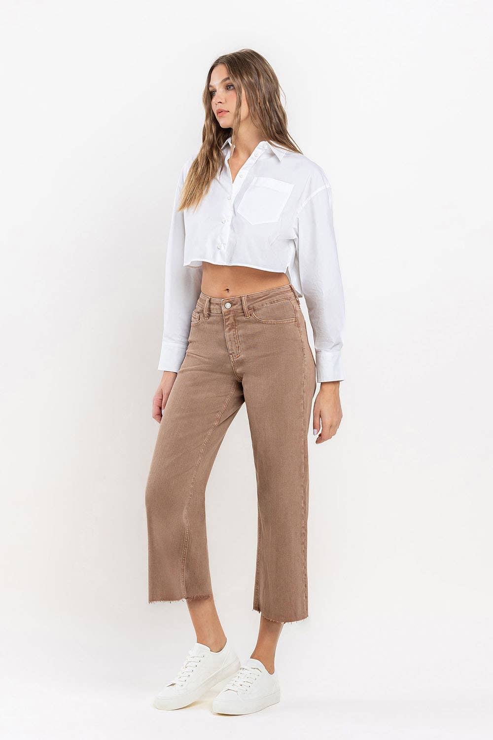 HIGH RISE CROP WIDE LEG JEANS