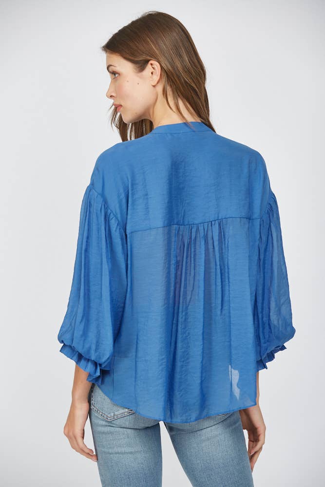 PUFF SLEEVE BUTTON DOWN SHIRT
