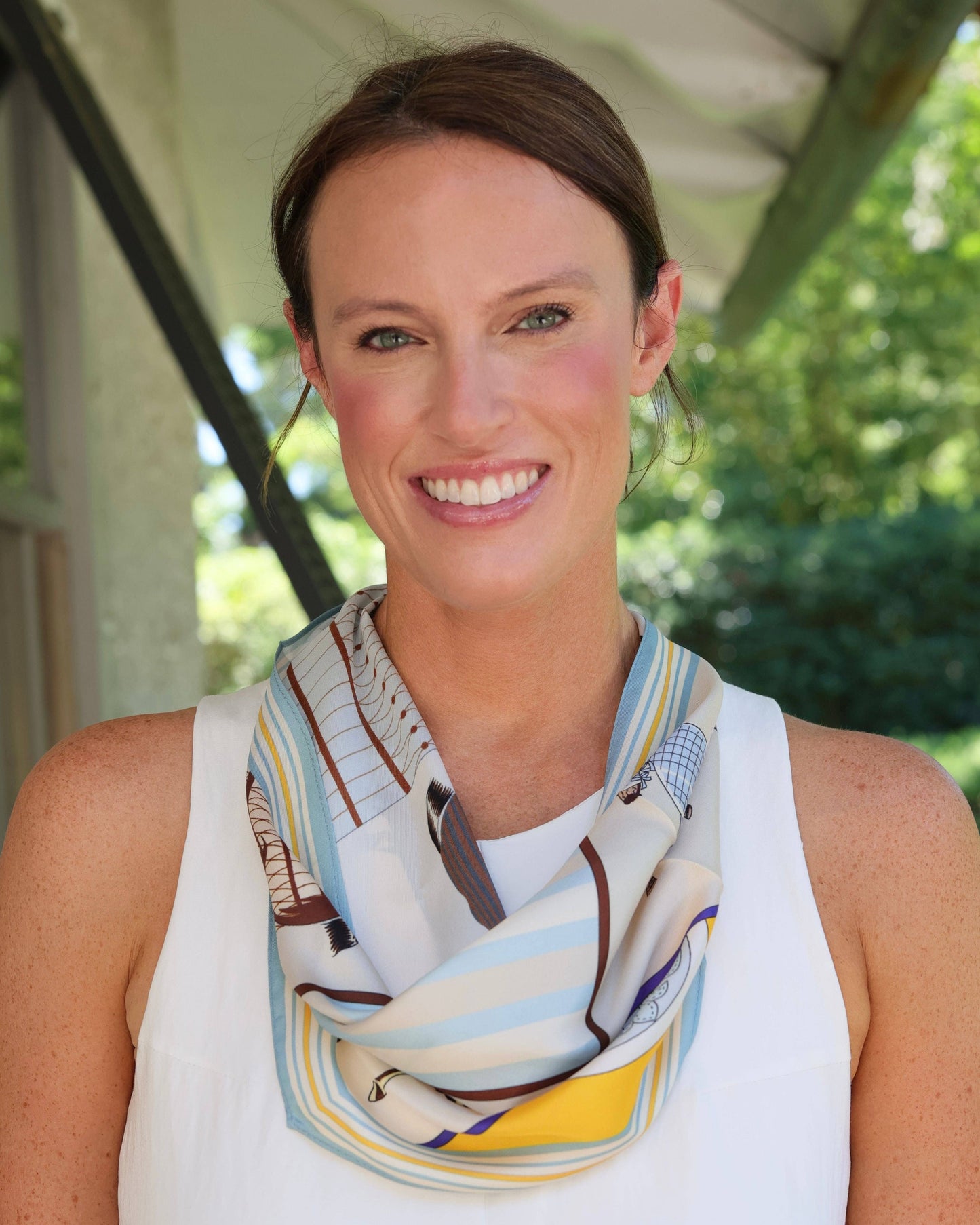 Regal Horse Print Scarf Light Blue