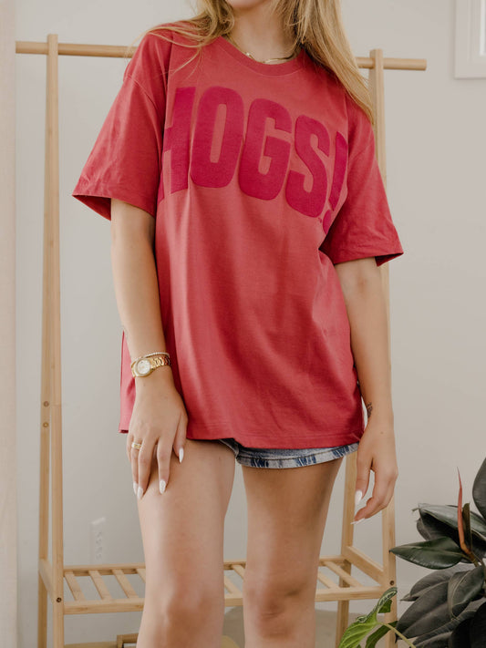 Arkansas Razorbacks Hogs Mono Puff Ink Red Heavyweight Tee