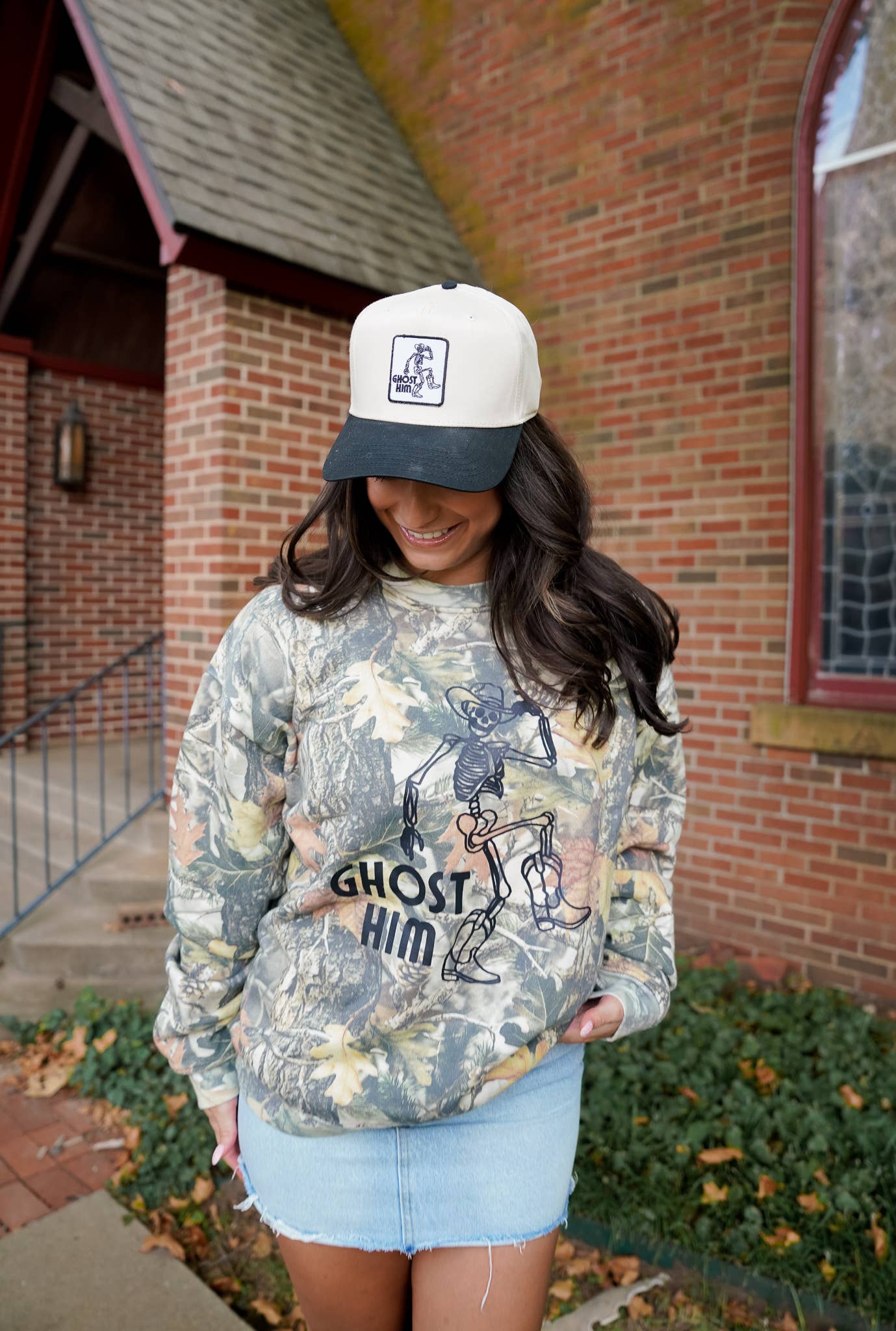 Ghost Him - Black Vintage Trucker Hat