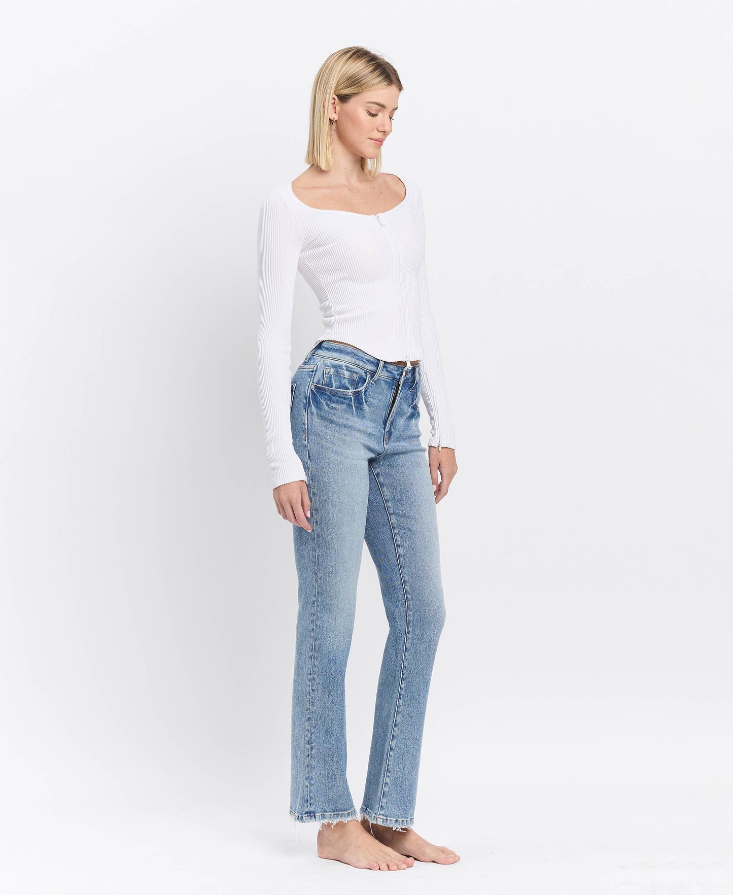 HIGH RISE FULL LENGTH BOOTCUT JEANS  Glamour