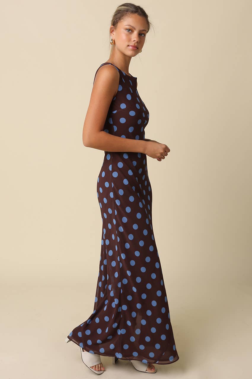 Miley Polka Dot Sleeveless Maxi Dress