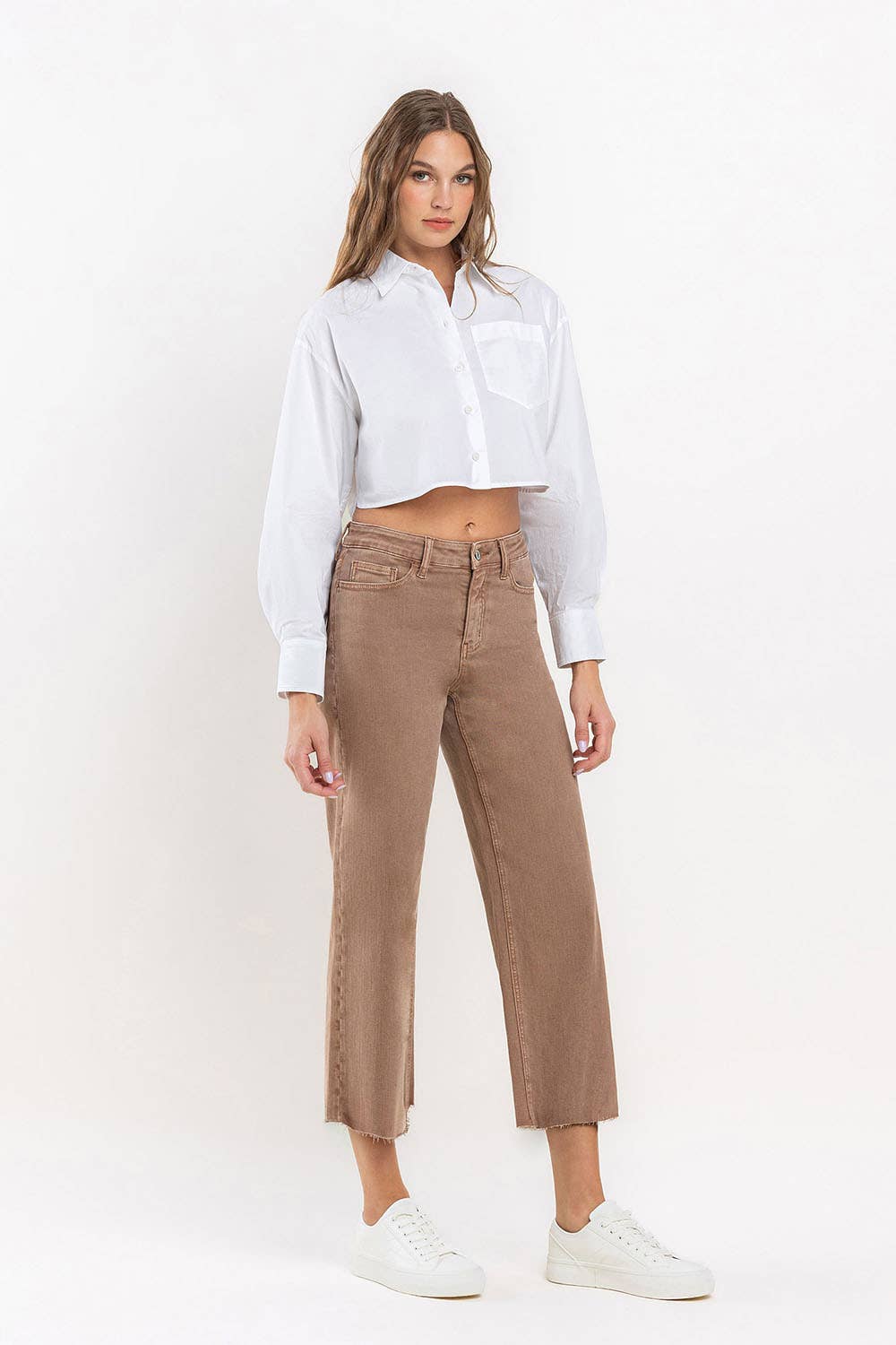 HIGH RISE CROP WIDE LEG JEANS