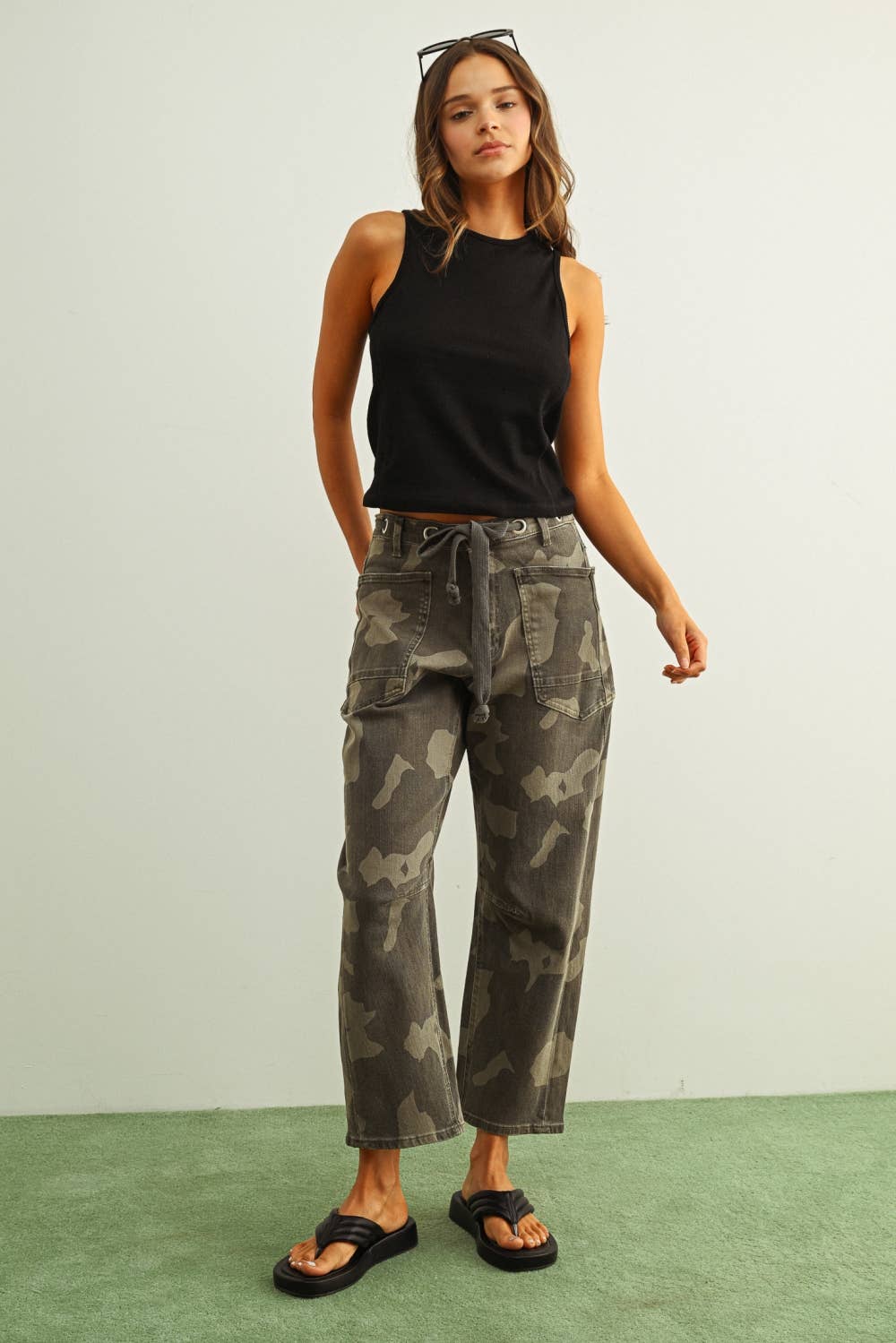 P6666   CAMOUFLAGE PRINT WITH BELT PANTS