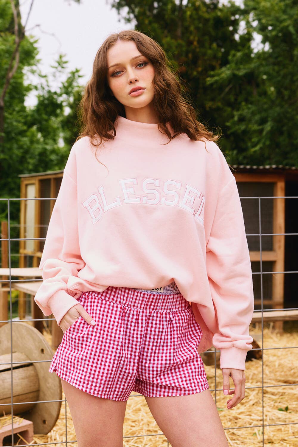 BLESSED Embroidered Mockneck Sweatshirt