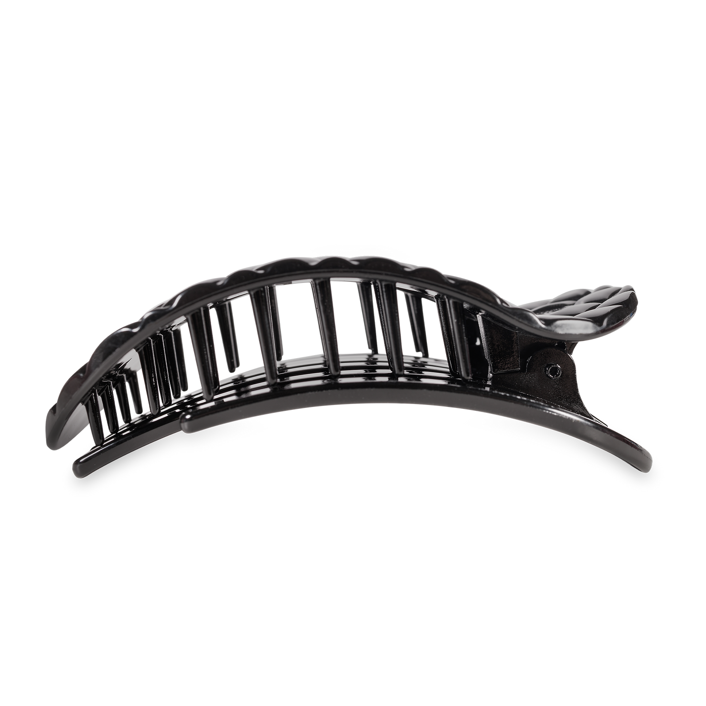 Flat Round Hair Clip | Large | Jet Black Quilted