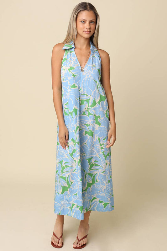 Ember Collar Floral Maxi Dress