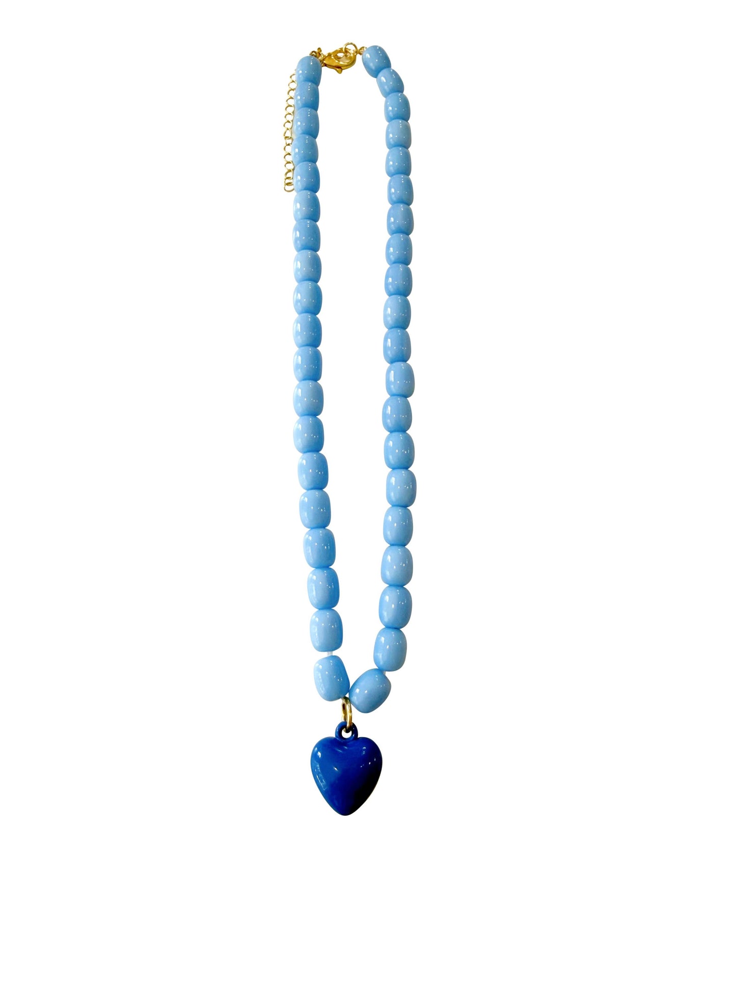 Tyler Blue Beaded Necklace with Heart Charm