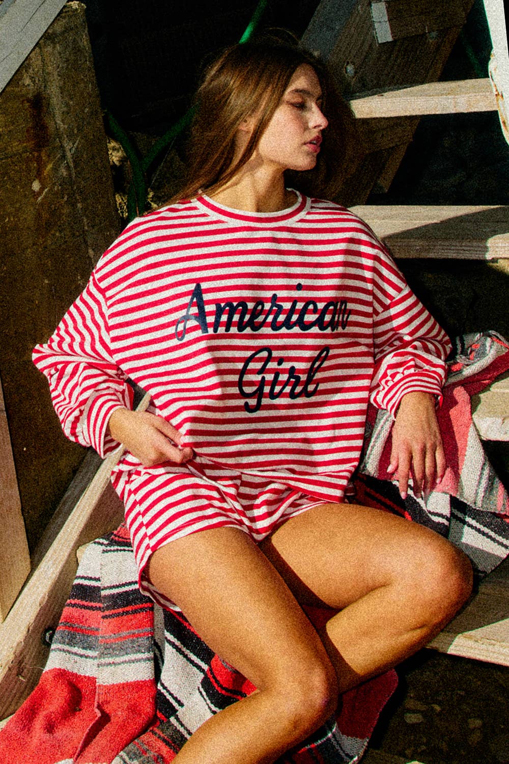 Comfy Elastic Waist Striped Knit Shorts