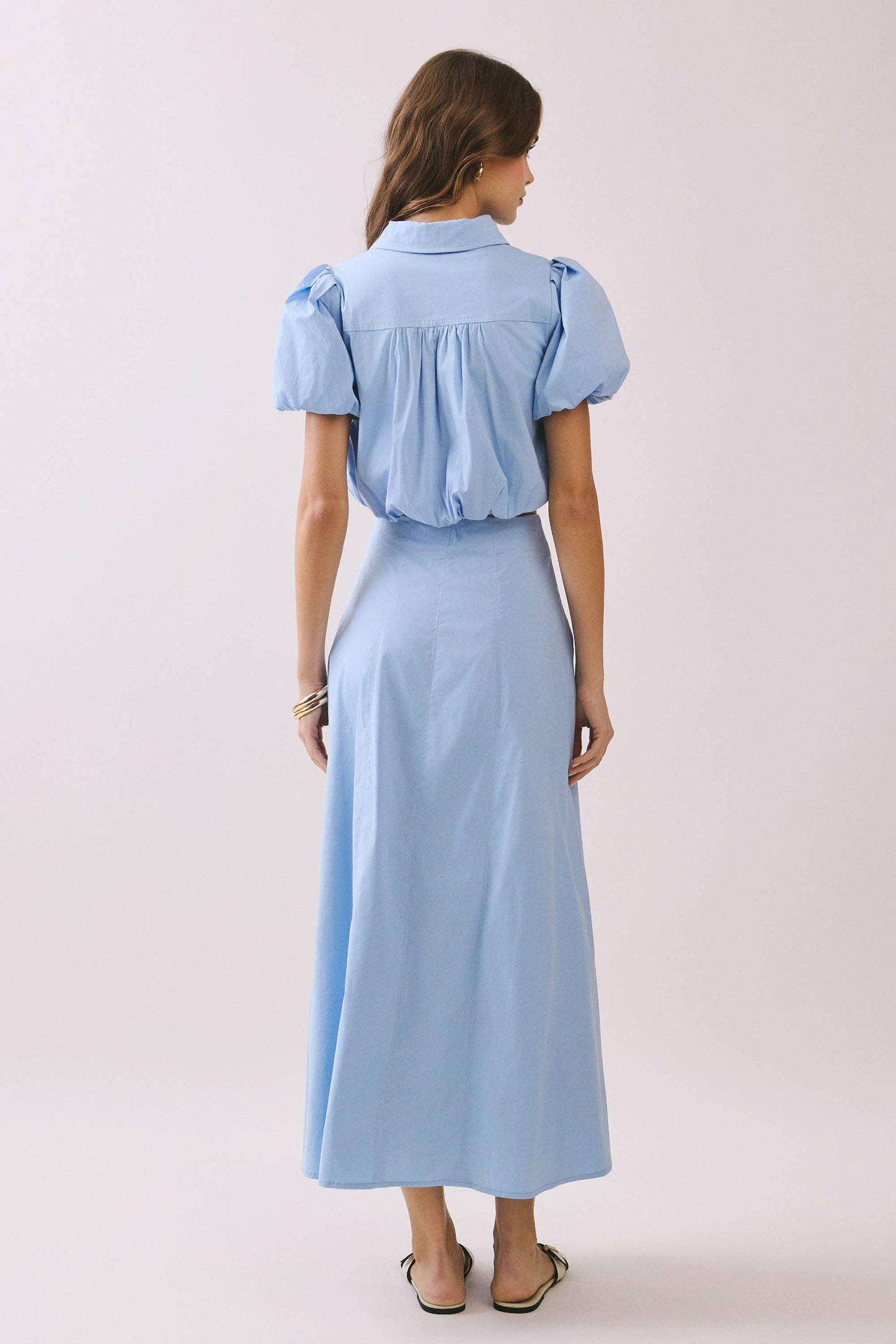 Contrast Topstitching Detail Maxi Skirt (skirt only)