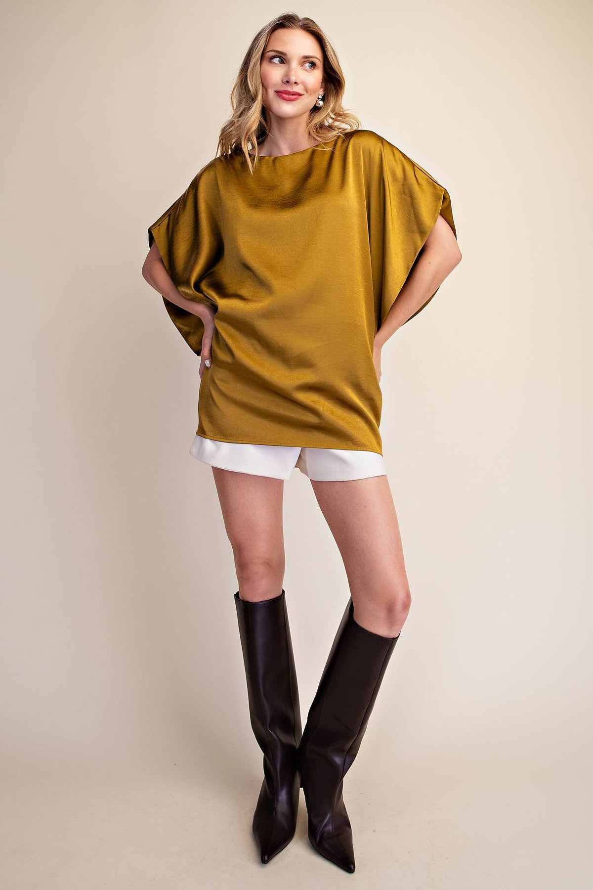 Drop Shoulder Flowy Wide Sleeve Oversized Top