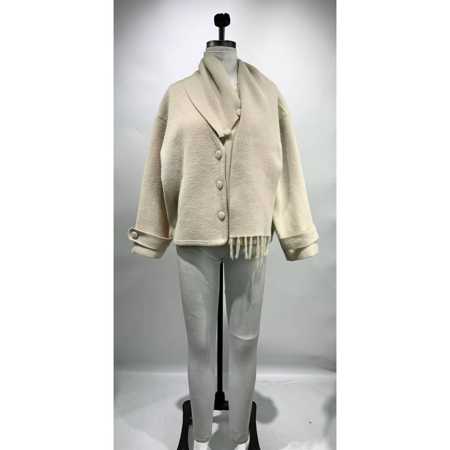 SCARF V-NECK DOUBLE-SIDED COAT (2 colors)