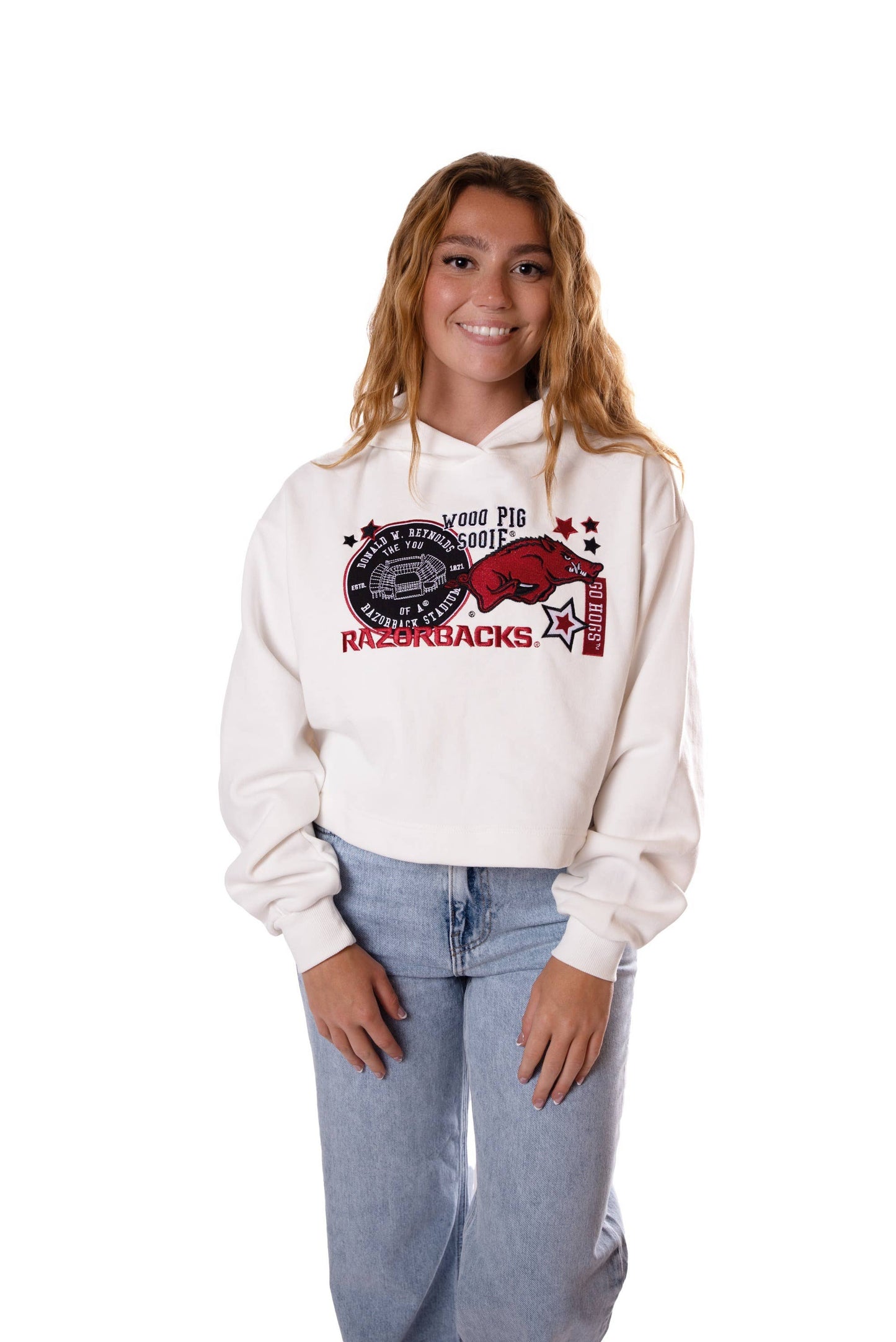 Arkansas Layer Patch Luxe Crop Hoodie