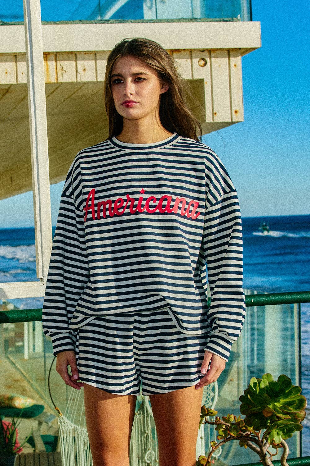 Comfy Elastic Waist Striped Knit Shorts