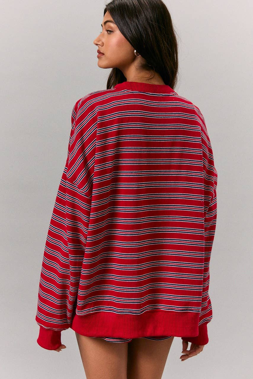 ROUND NECK FRENCH TERRY BUTTON DOWN JACKET