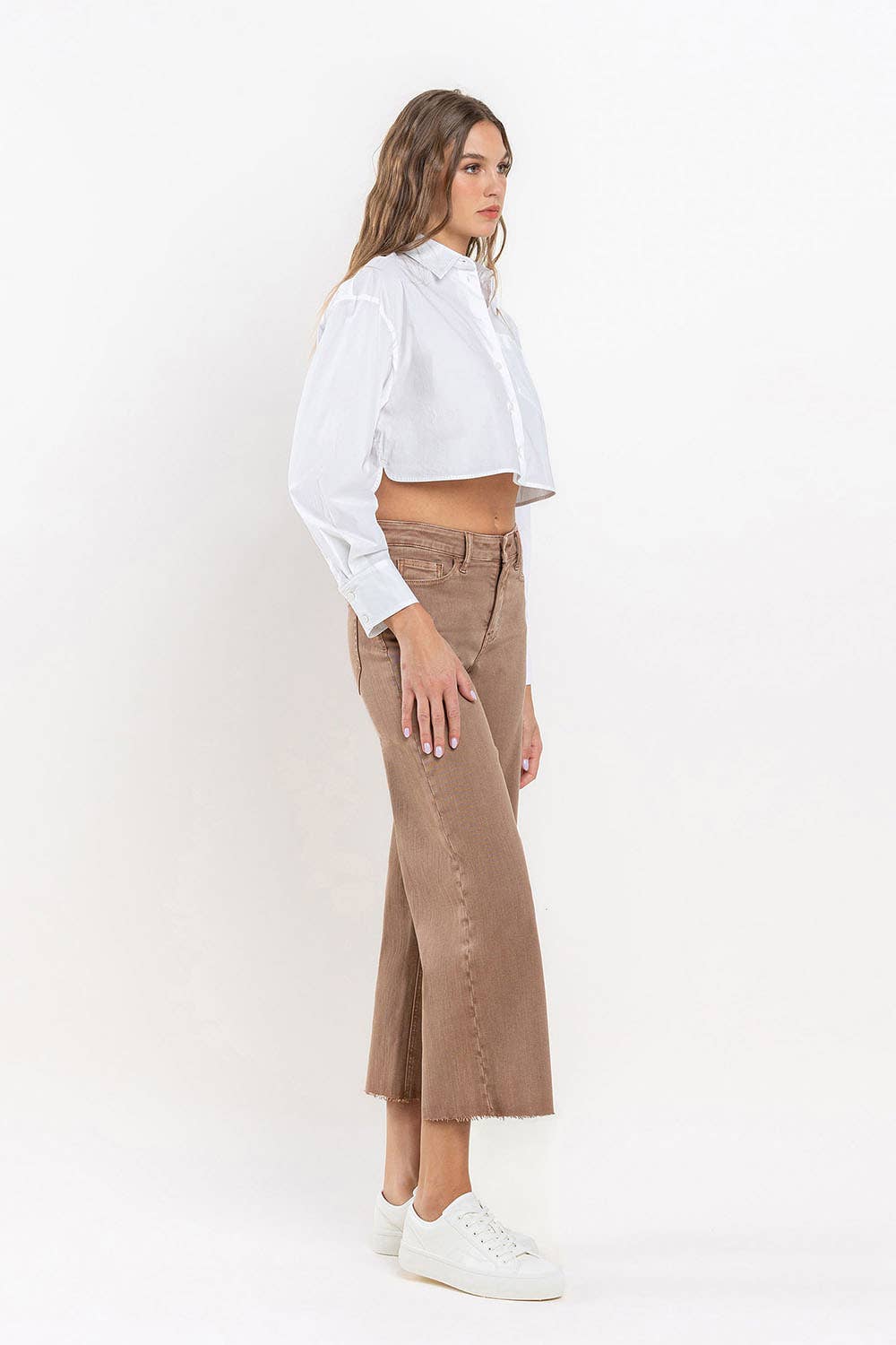 HIGH RISE CROP WIDE LEG JEANS