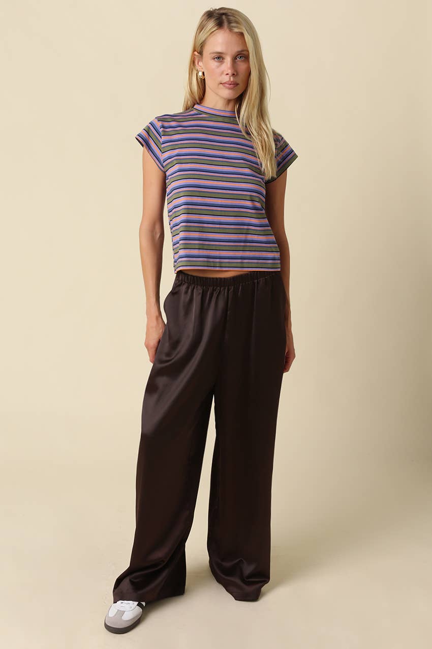 Lizz Stripe Mock Neck Tee (2 colors)