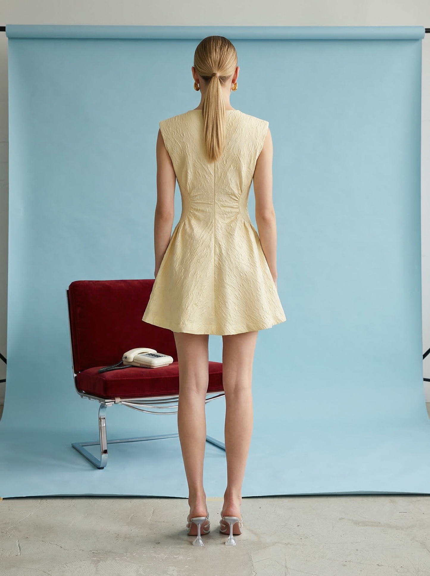 Textured Sleeveless A-Line Dress