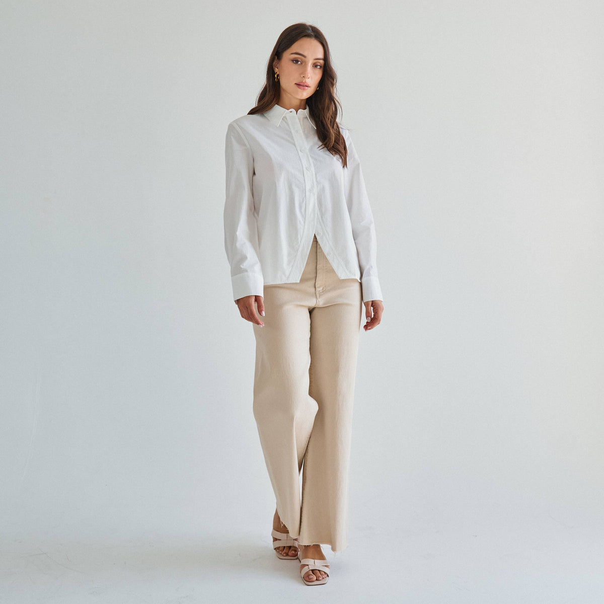 Split front button down shirt