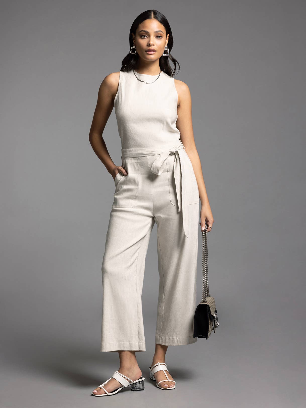Tie Waist Sleeveless Jumpsuit - UPTOWN JUMPSUIT