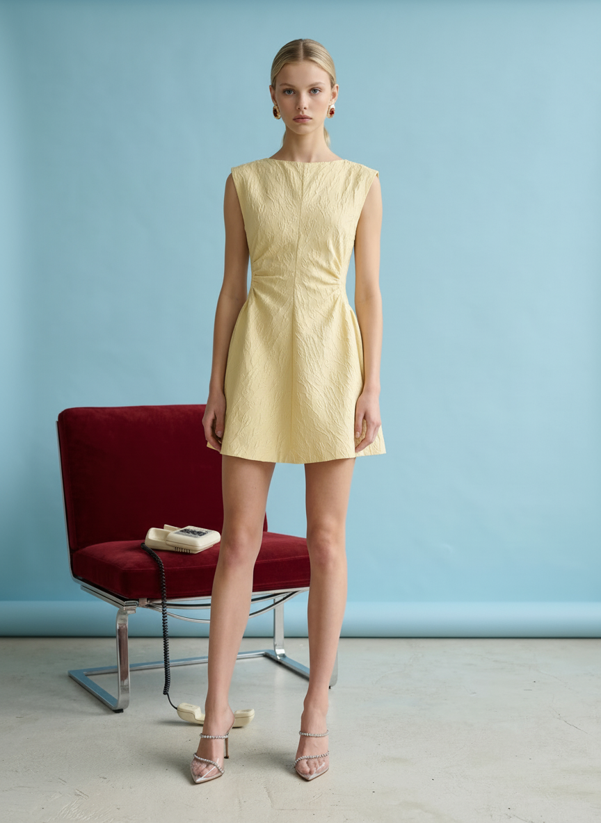 Textured Sleeveless A-Line Dress