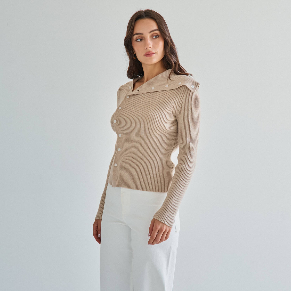 Asymmetrical button sweater