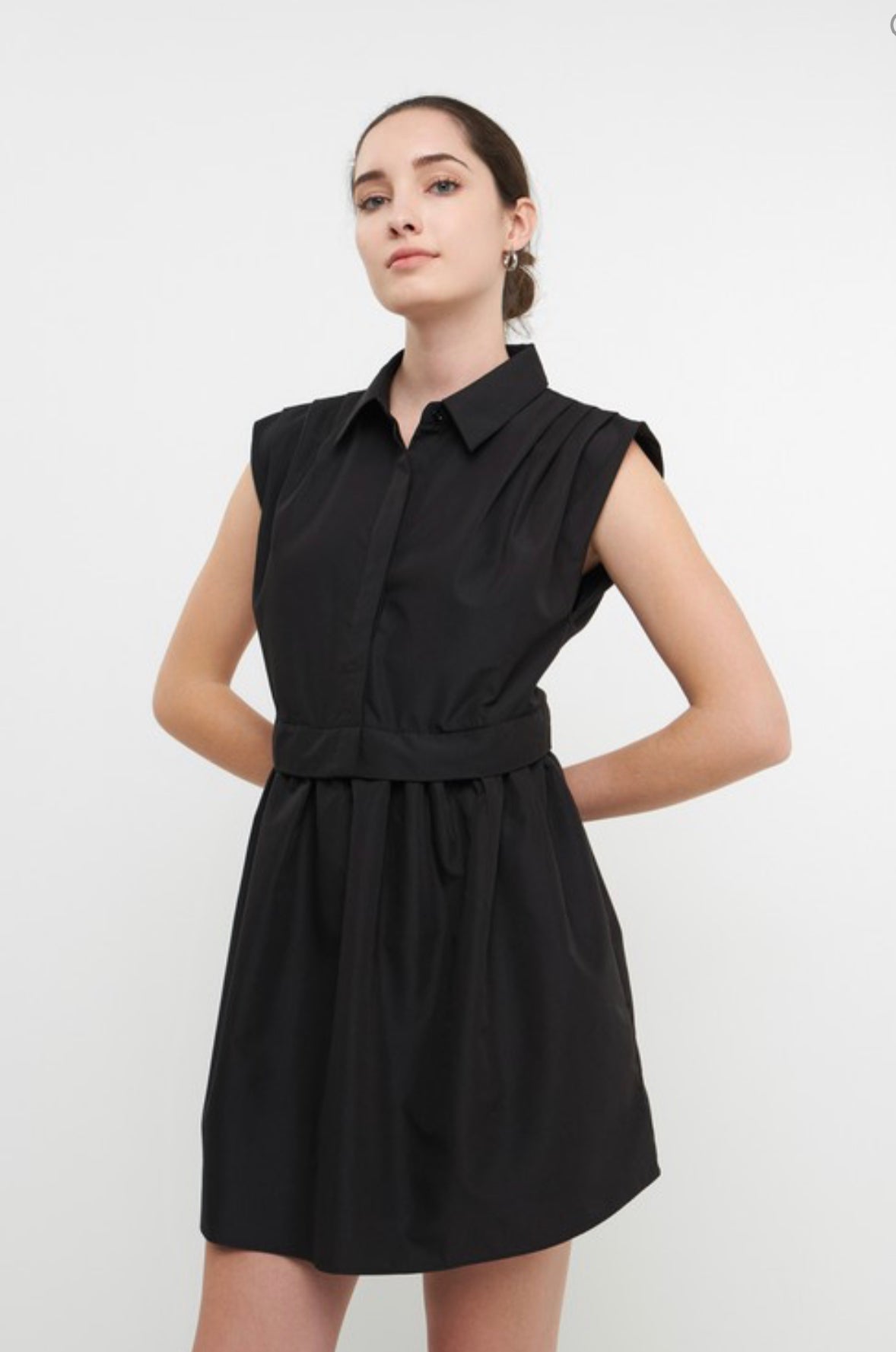 Pleated shoulder dress