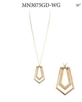 Gold geometric necklace 32”