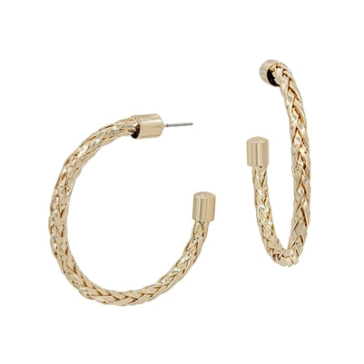 Gold braided 2” hoop earring