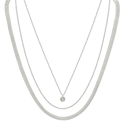 Silver chain layered 16”-18” necklace