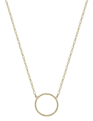 Gold open circle necklace 16”-18”